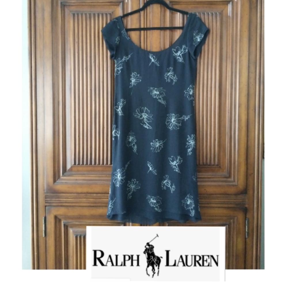Ralph Lauren Navy Silk Dress Size 8